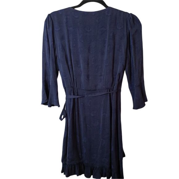 Line & Dot Ruffle Wrap Fully Lined Mini Dress - Picture 2 of 9